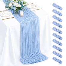 10 Pack Light Blue Cheesecloth Table Runner,Gauze Table Runner, Boho Cheese Cloth Table Runners, Rustic Sheer Table Decor For Wedding, Party, Bridal Shower, Baby Shower, Birthday And Farmhouse Home Decor - Baby Blue - View 29
