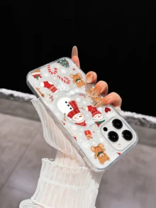 1pc Christmas Snowflake Snowman Christmas Sock Element TPU Magnetic Phone Case Compatible With Apple 18 Pro Max/18 Pro/17 Pro Max/11/12/13/14/15/16/13 Pro Max/14 Plus/15 Pro/12 Pro/11 Pro Max/16/16 Pro/16 Plus/16 Pro Max And Other Models, Unisex Protective Cover - Clear - View 3
