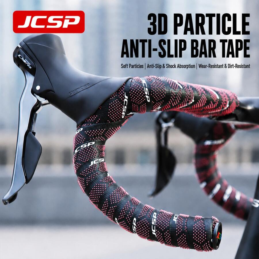 JCSP 3D Silicone Textured Bicycle Handlebar Tape, Anti-Slip Silicone Particles, High Support, Breathable, Road Bike Handlebar Tape, Comfortable Grip, Road Bike Handlebar Tape - Multicolor - View 1