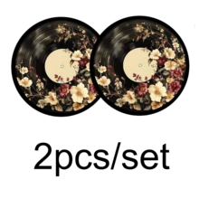 Vintage Floral Car Cup Mats, Set Of 2. Retro Vinyl Style With Non-Slip Surfaces. Stylish Design, Suitable For Use In Cars And Other Locations. - Vintage Floral - View 6