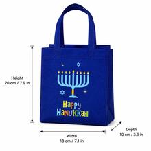 10 Packs Gift Bags, 7.1 X 7.9 X 3.9 Inch Blue Nonwoven Tote Bags With Handles, Happy Menorah Design Reusable Gift Packaging Bags For Party, Holiday Gifts And Decorations - D-Blue - View 8