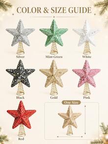 1pc, Glitter Golden Star Christmas Tree Topper, Festive Indoor Holiday Decoration With Sparkling Metallic Design For Christmas Trees, Holiday Decor For Home & Xmas Tree - Multicolor - View 4