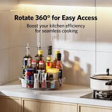 2Pcs Clear Rotating Storage Turntable Set, 360 Degree Spinning Organiser Tray, Multi‑Purpose Lazy Susan For Cupboard, Fridge, Countertop, Kitchen, Bathroom & Pantry Storage Tidy - View 2