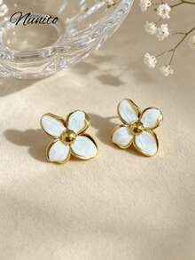 2 Pairs Vacation Beach Style Oil Drop Flower Stud Earrings, Suitable For Pool Party, Daily Wear, Gift For Women - Multicolor - View 8