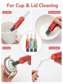 3pcs New Cute Rabbit 3-In-1 Cup Brush, Petal 3-In-1 Cup Brush, Multi-Functional Crevice Cleaning Brush, Tea Cup & Baby Bottle Slot Brush, Portable For Home And Travel - Multiple Styles and Colors - View 11