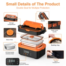Portable Rechargeable Electric Lunch Box, Insulated Food Warmer With Stainless Steel Inner Liner, Fast Heating, Includes Thermal Bag And Utensils, Suitable For Camping, Car, Work, School, Office, Travel - Multicolor - View 5