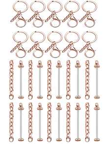 30pcs Double Bar Beaded Keychain Straps - DIY Silver Blank Beaded Keychains - Beaded Keychain Materials For DIY Gifts And DIY Wallet Making - DIY Kit - View 10