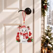 4pcs Adult Christmas Wreath DIY Diamond Painting Pendant Decoration Set, Acrylic Diamond Painting Board Set (Snowman) - 4pcs - View 3