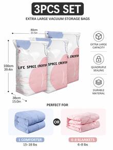 3PCS,2026 No-Pump 3D Vacuum Storage Bag, 80% Compression Rate, Extra Large Capacity, 3D Roll-Up Vacuum Sealed Bag, Upgraded Large Capacity Compression Storage Bag, Suitable For Bedding, Clothing, Blankets, Giant Bedding, Travel Storage Cubes - Multicolor - View 12