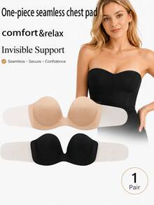 1pc Women's 3D Lift-Up Seamless Adhesive Bra, Suitable For Summer Pool Parties, Cold Shoulder Outfits, Ideal Accessory For Weekend Getaways And Stage Performances. Hidden Slimming Design, Suitable For Various Holiday Dresses. Applicable To Multiple Occasions - Best Seller - View 1