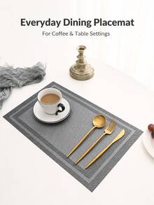 1pc Minimalist Rectangular PVC Placemat, Washable And Easy To Clean, Instant Wipe Clean, Non-Slip And Heat Resistant, Suitable For Dining Table Setup, Kitchen Dining And Holiday And Wedding Decoration - Multiple Styles and Colors - View 6