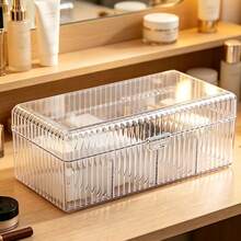 1pc Transparent 4-Compartment/Open-Compartment Tea Bag Storage Box With Lid, Multi-Functional Desktop Organizer, Cosmetics & Jewelry Storage Box, Suitable For Storing Coffee, Tea Bags, Cosmetics, Jewelry, Etc., Ideal For Dorm, Home And Office Use - Multicolor - View 3