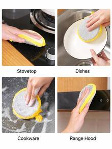 1pc/5pcs/10pcs Cleaning Sponge And Scouring Pad Set, Includes Square Dishwashing Sponge, Minimalist Dish Cloth And Sink/Stove Cleaning Cloth, Washable, Suitable For Kitchen Cleaning, Assorted Colors - Multiple Styles and Colors - View 3