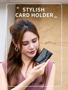 Women's Elegant Embossed PU Leather Wallet, Black Zipper Card Holder With Coin Pocket, Multiple Card Slots, Compact Portable Clutch, Suitable For Party And Daily Use - Multicolor - View 11