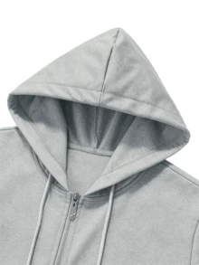 One Piece New Solid Color Knitted Hooded Cardigan Women's Casual Loose Pullover Jacket Spring/Autumn Sports - Light Grey - View 4
