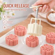 8pcs Dessert Embossing Mold Set, Plastic Mooncake Pressing Molds With Decorative Patterns For DIY Baking, Cookies And Pastries - Mooncake Mold Set 8pcs - View 2