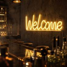 1pc LED Welcome Letter Neon Light, Bar Scene Wall Hanging Decor, Battery/USB Powered Romantic Atmosphere Light, Holiday Party Gift, Bedroom Room Decoration - Welcome Neon Light - View 14