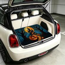 1pc Universal Printed Car Trunk Mat, "Halloween Castle Pumpkin" Pattern, Anti-Slip Durable Polyester Fiber Material Trunk Pet Mat, Vehicle Interior Protection Car Decoration, Perfect Halloween Gift - Castle Pumpkin - View 3
