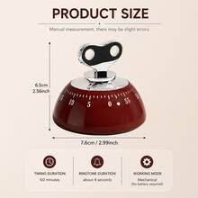 Mechanical Kitchen Timer 60 Minutes, Battery-Free Magnetic Timer, Vintage Wind-Up Alarm Clock Fridge Magnet, Cooking Baking Countdown Reminder, Durable Practical Kitchen Tool, Kitchen Gift - Multicolor - View 4