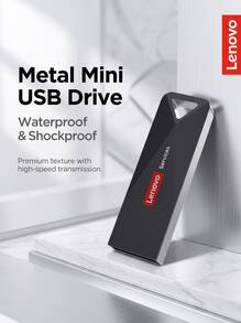 Lenovo E101 高速 USB 隨身碟 全金屬迷你 USB 碟 免驅動隨插即用 32G/64G/128G 可選 適用於汽車、學習、商務與一般用途 - 查看 1