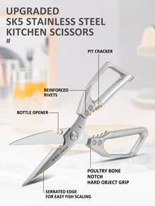 3PCS Heavy Duty Kitchen Scissors, 9in Large Multipurpose Poultry Shears With Serrated Metal Blades & Comfortable Grip, Bone Cutting Kitchen Shears For Chicken, Meat, Poultry, Vegetables & Food Prep - Multicolor - View 4
