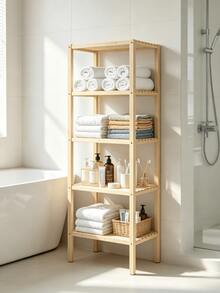 Multi-Layer Bamboo Storage Rack, Functions As Flower Stand And Side Table, Space-Saving Shelf Suitable For Living Room, Bedroom And Bathroom, Simple Log Style Design, Stable Open Shelf For Placing Books, Green Plants And Home Decorations. - Multiple Specifications - View 8