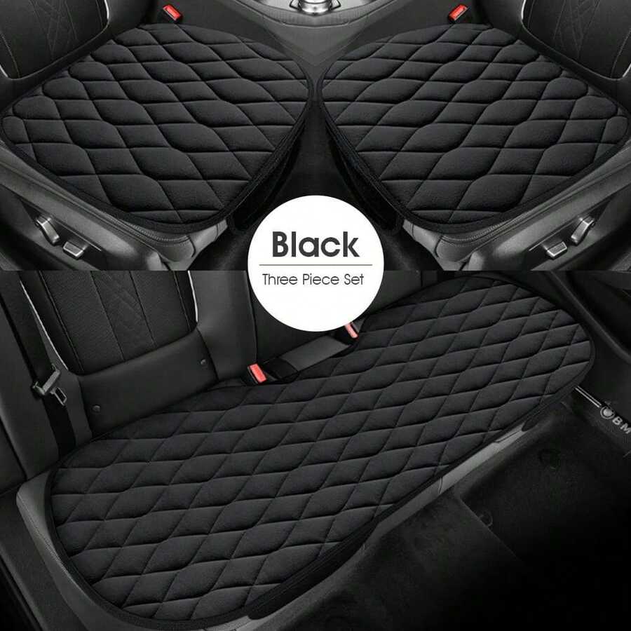 1pc/2pcs/3pcs/7pcs Car Seat Cushion [All Season, Essential For Autumn/Winter] Soft Plush Seat Cover (With Storage Pocket, Enhances Driving Comfort), Universal Car Interior Accessory - A - View 1