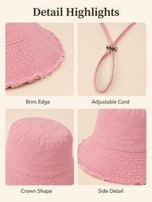 Women's Drawstring Bucket Hat With Adjustable Chin Strap, Soft Material, Windproof & Fashionable, Suitable For Travel, Beach, Vacation And Daily Casual Wear, Perfect Birthday Or Christmas Gift For Girlfriend - Multicolor - View 9