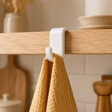 1/2pcs Minimalist Cabinet Hook, No-Drill Hanging Hook For Wooden Board Side, Mark-Free Hanging For Cloth And Towel, Removable Storage Accessory For Kitchen And Bathroom, Surface- - Hook Up - View 8