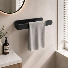 Nordic Minimalist U-Shaped Wall-Mounted Towel Rack, Drill-Free Bathroom Towel Bar, Kitchen Dishcloth & Hand Towel Storage Rack, Black Square Hanging Rack, Space-Saving Wall Shelf, Suitable For Bathroom Vanity And Kitchen - Black - View 5