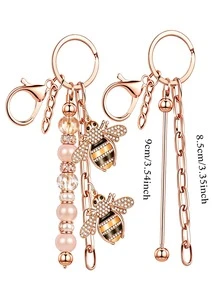 30pcs Double Bar Beaded Keychain Straps - DIY Silver Blank Beaded Keychains - Beaded Keychain Materials For DIY Gifts And DIY Wallet Making - DIY Kit - View 9
