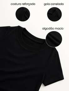 Camiseta Feminina Estampada sonhe Planeje Confie Ore Moda Verão Confortável 100% Algodão Premium Manga Curta Básica - Preto - Visão 4