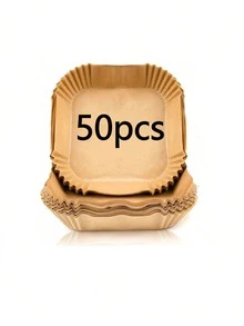 50/100pcs Square Air Fryer Paper Liners, Heat-Resistant Parchment Paper, Non-Stick Oil-Proof Cooking Liners, Kitchen Baking Supplies, Suitable For Camping, Picnic, Holiday Party - Upgraded Version - View 13