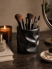 1pc Makeup Brush Holder Organizer, Modern Wavy Cosmetic Brush Cup, Large Capacity Vanity Storage Container For Makeup Brushes Eyeliners Beauty Tools, Bathroom Countertop Desk Decor - Multicolor - View 7