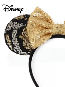 Disney 1pc Minnie Ears Headband - Sparkle Black Gold Sequin Camouflage Bow Cute Hair Accessories - Multicolor - View 7