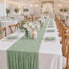 6 Pack Sage Green Cheesecloth Table Runner, Gauze Table Runner, Boho Rustic Sheer Cheese Cloth Fabric Runner, Elegant Table Decor For Wedding, Party, Bridal Shower, Baby Shower, Birthday, Farmhouse Dining Table, Outdoor Events And Home Decor - A - View 6