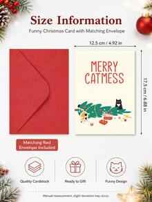 1PC Happy Cat Christmas Greeting Card, Suitable For Party Invitations, Gift Decoration Cards, A Christmas Gift For Friends - Single Piece - View 2