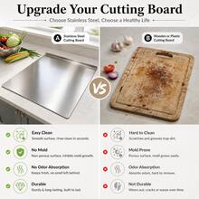 1pc Luxury 304 Stainless Steel Cutting Board, Durable And Mold-Resistant, Essential Kitchen Tool For Home Cooks And Cooking Enthusiasts, Suitable For Cutting Meat, Cheese, Bread, Vegetables And Fruits, Home Gift - Gold - View 5