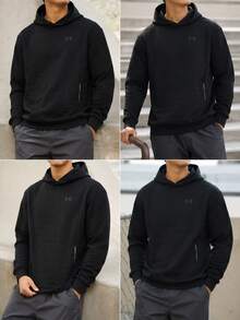 Under Armour Men's Sports Sweatshirt Unstoppable Flc Txtr Hdy-BLK Pullover Sweatshirt Loose Fit Urban Casual 6003867-001 - Black - View 4