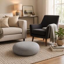 Modern Round Floor Pillow – Soft-Touch Matte Fabric Cushion For Living Room, Patio, And Kids' Play Areas - Grey - View 7