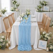 10 Pack Light Blue Cheesecloth Table Runner,Gauze Table Runner, Boho Cheese Cloth Table Runners, Rustic Sheer Table Decor For Wedding, Party, Bridal Shower, Baby Shower, Birthday And Farmhouse Home Decor - Baby Blue - View 6