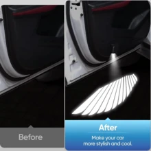 2 buah Lampu Proyeksi Selamat Datang LED Sayap Malaikat untuk Pintu Mobil, Lampu Proyeksi Hantu, Cocok untuk Dekorasi Interior Universal, Pemasangan Mudah - versi serat karbon - View 2