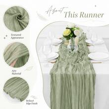 6 Pack Sage Green Cheesecloth Table Runner, Gauze Table Runner, Boho Rustic Sheer Cheese Cloth Fabric Runner, Elegant Table Decor For Wedding, Party, Bridal Shower, Baby Shower, Birthday, Farmhouse Dining Table, Outdoor Events And Home Decor - A - View 8