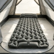1pc Double/Single Inflatable Outdoor Camping Sleeping Pad, Built-In Pillow And Air Pump, Ultra-Lightweight Portable Waterproof Inflatable Sleeping Pad, Built-In Air Pump Outdoor Camping Sleeping Pad - Multicolor - View 2