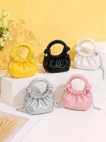 XD Children's Fashion Accessory Small Pouch, Plump Soft Cloud Shape, Paired With Exquisite Metal Chain, Sweet And Cute, Compact Capacity For Storing Coins, Jewelry And Small Items, Can Store Hair Ties, Coins, Small Accessories, Suitable For Daily Outings, Holiday Trips, Birthday Parties - Multicolor - View 1