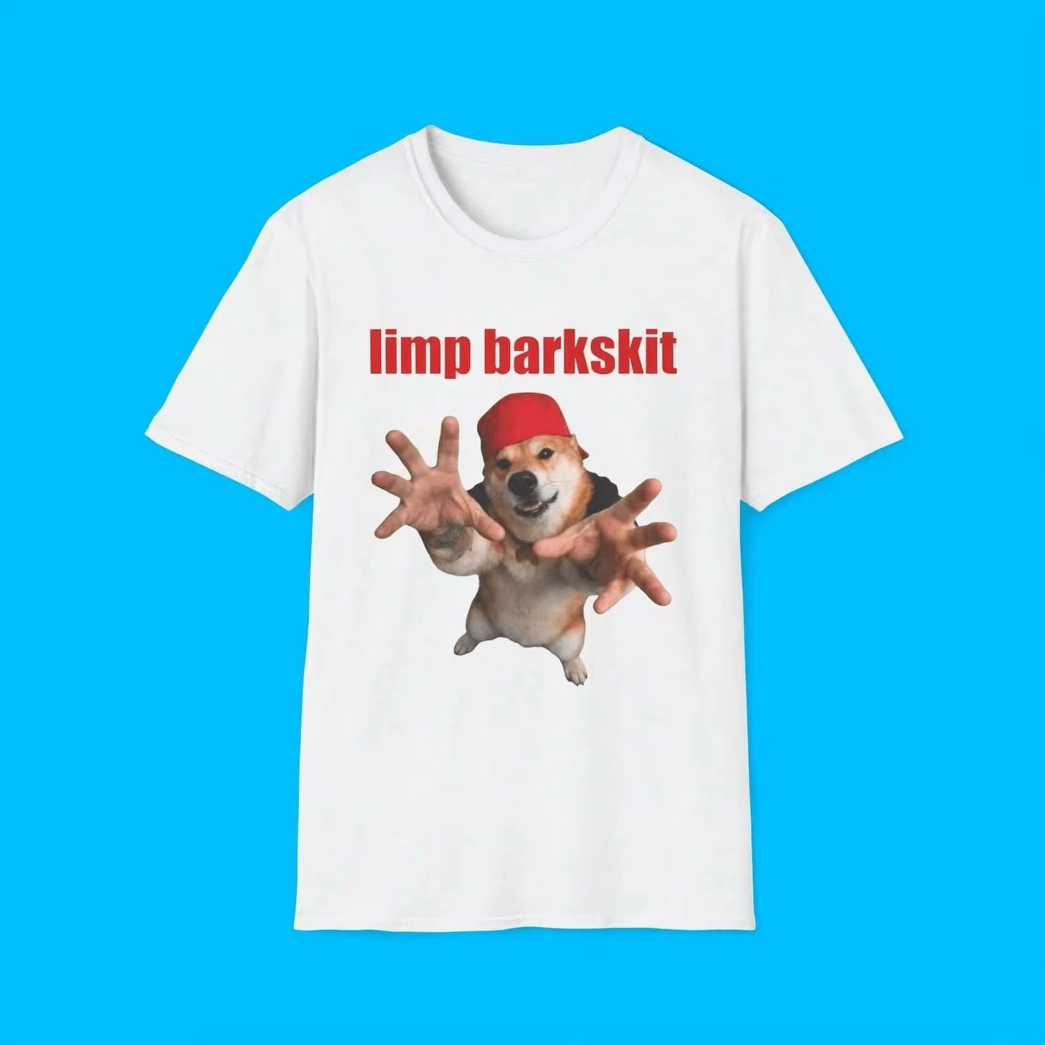 تي شيرت ميم ساخر مضحك Limp Barkskit، تي شيرت نكتة كلب Fred Durst Nu Metal، هدية Y2K للرجال - أبيض - مشاهدة 1