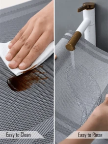 1pc Minimalist Rectangular PVC Placemat, Washable And Easy To Clean, Instant Wipe Clean, Non-Slip And Heat Resistant, Suitable For Dining Table Setup, Kitchen Dining And Holiday And Wedding Decoration - Multiple Styles and Colors - View 4