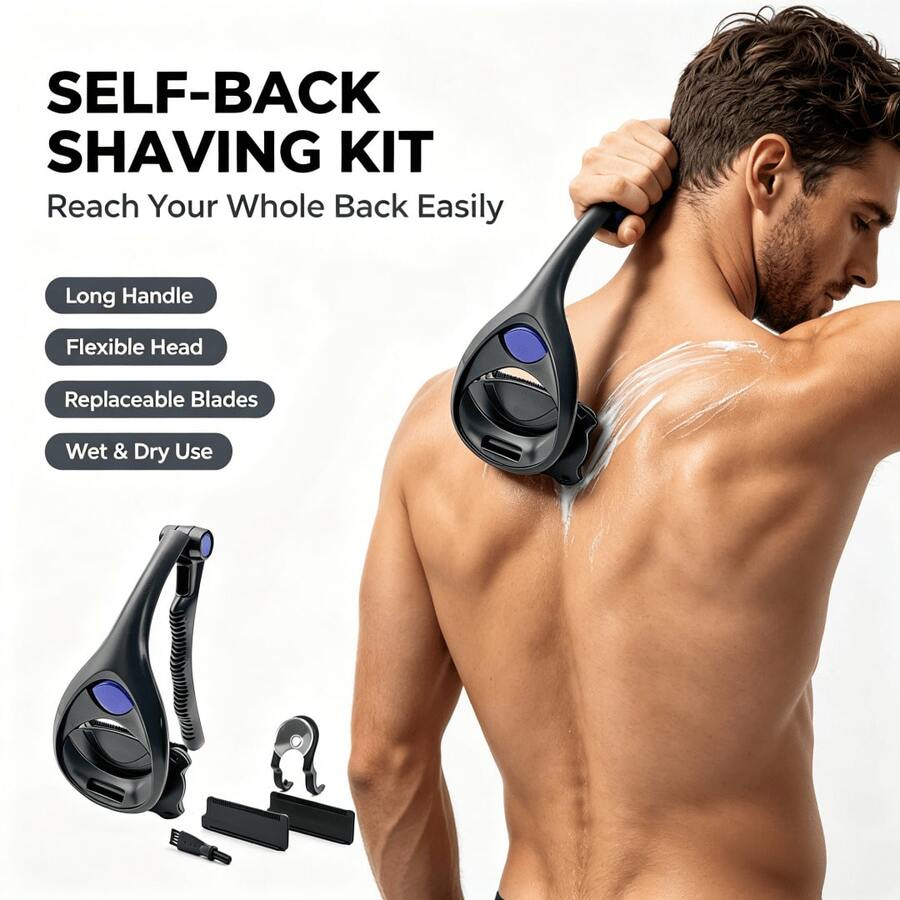 1 Set Of Unisex Manual Body Hair Trimmers With 2/3-Blade Designs; 4/8 Replacement Blade Heads Must Be Purchased Separately; Back Hair Removal Tool; Multifunctional Body Hair Trimmer Suitable For The Back, Chest, Arms, Legs, Underarms, And Shoulders