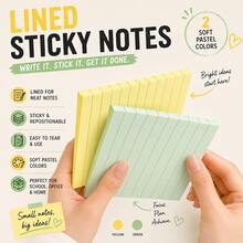 300PCS 6-Color Pastel Lined Sticky Notes, 6 Pads 50 Sheets Each, Writable Repositionable Self-Adhesive Note Pads For Study, Reading, Reminders, To-Do Lists, Planner, Notebook, School, Office & Home Supplies,Back To School Season - one-size - View 10