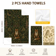 2/4/6/8pcs Vintage Forest Animal Kitchen Towels, Deer, Rabbit, Fox, Owl, Squirrel, Hedgehog, Bird And Moth Floral Napkins, Suitable For Cooking, Cleaning And Country Farmhouse Kitchen Decor - Multicolor - View 3